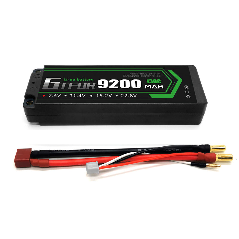 (IT) GTFDR 2S 7.6V Lipo Battery 130C 9200mAh with 5mm Bullet for RC 1/8 Vehicles Car Truck Tank Truggy Competition Racing Hobby