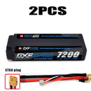 (CN) DXF 2S 7.6V Lipo Battery 140C 7200mAh LCG with 4mm Bullet for RC 1/8 Vehicles Car Truck Tank Truggy Competition Racing Hobby