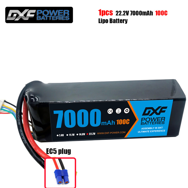 (FR)DXF 6S Lipo Battery 22.2V 100C 7000mAh Soft Case Battery with XT90 Connector for Car Truck Tank RC Buggy Truggy Racing Hobby
