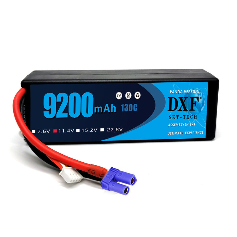 (GE)DXF Lipo Battery 3S 11.4V 9200MAH 130C Blue Series Graphene lipo Hardcase with EC5 Plug for Rc 1/8 1/10 Buggy Truck Car Off-Road Drone