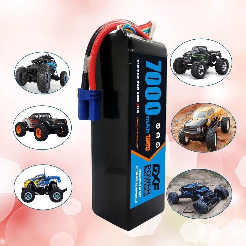 (GE)DXF 6S Lipo Battery 22.2V 100C 7000mAh Soft Case Battery with EC5 Connector for Car Truck Tank RC Buggy Truggy Racing Hobby