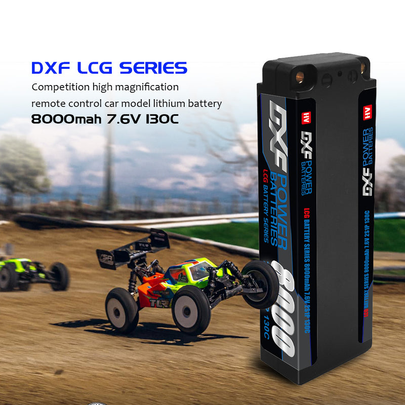 (FR) DXF 2S 7.6V Lipo Battery 140C 8000mAh LCG with 5mm Bullet for RC 1/8 Vehicles Car Truck Tank Truggy Competition Racing Hobby