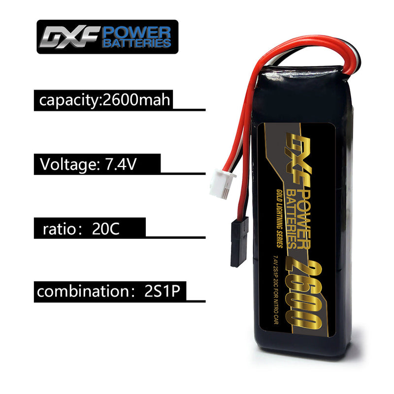 (PL)DXF 2S 2600mAh 7.4V 110C Batteria Lipo ad Alta Capacità Hardcase con nitrio lipo underSpina per 1:8 Scala RC Auto, Multi-Rotore RC Aeroplano, RC Elicottero, RC Barca