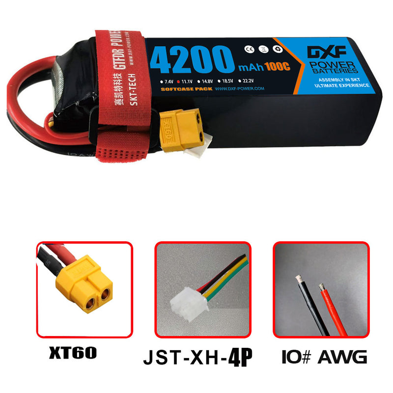 (PL)DXF Lipo Battery 3S 11.1V 4200MAH 100C  lipo SoftCase xt60 Plug for Rc 1/8 1/10 Buggy Truck Car Off-Road Drone