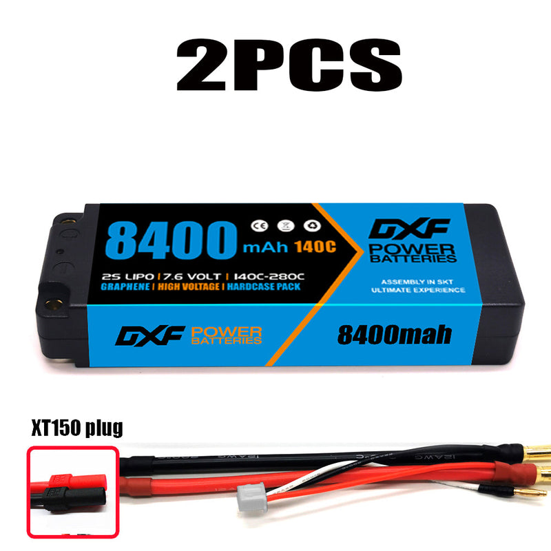 (CN) DXF 2S 7.6V Lipo Battery 140C 8400mAh with 4mm Bullet for RC 1/8 Vehicles Car Truck Tank Truggy Competition Racing Hobby
