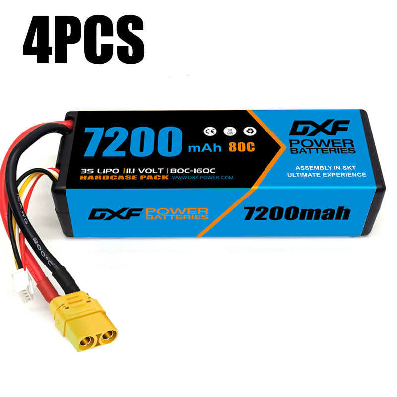(ES)DXF Lipo Battery 3S 11.1V 7200MAH 80C Blue Series lipo Hardcase with XT90 Plug for Rc 1/8 1/10 Buggy Truck Car Off-Road Drone