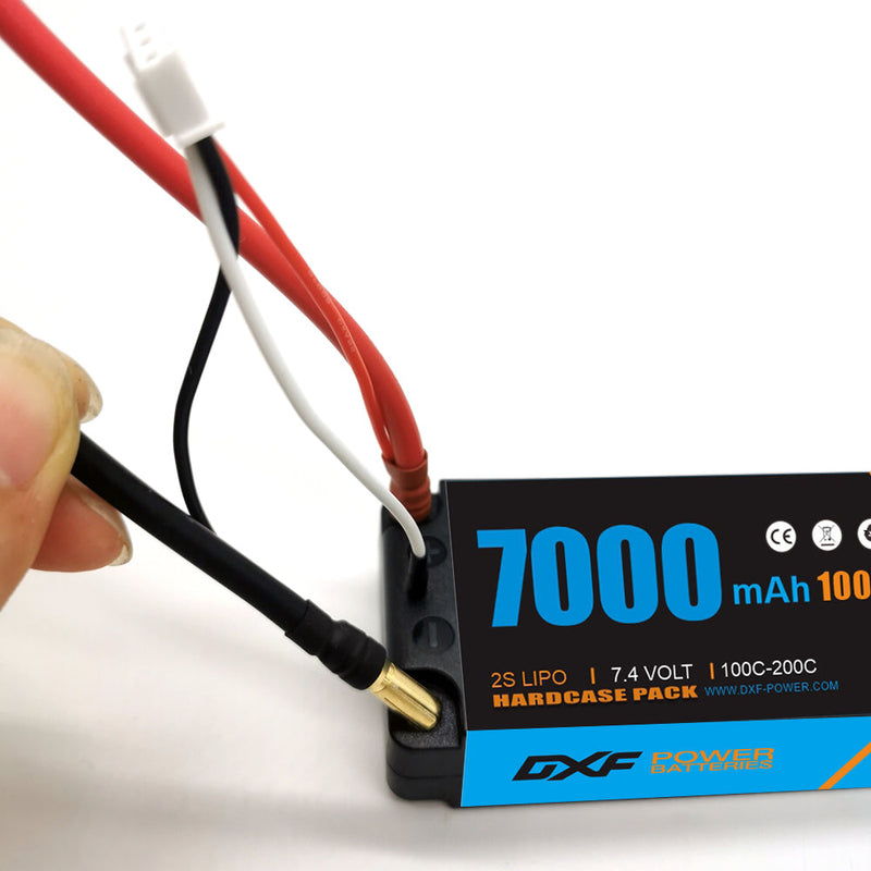 (CN) DXF 2S 7.4V Lipo Battery 100C 7000mAh with 4mm Bullet for RC 1/8 Vehicles Car Truck Tank Truggy Competition Racing Hobby