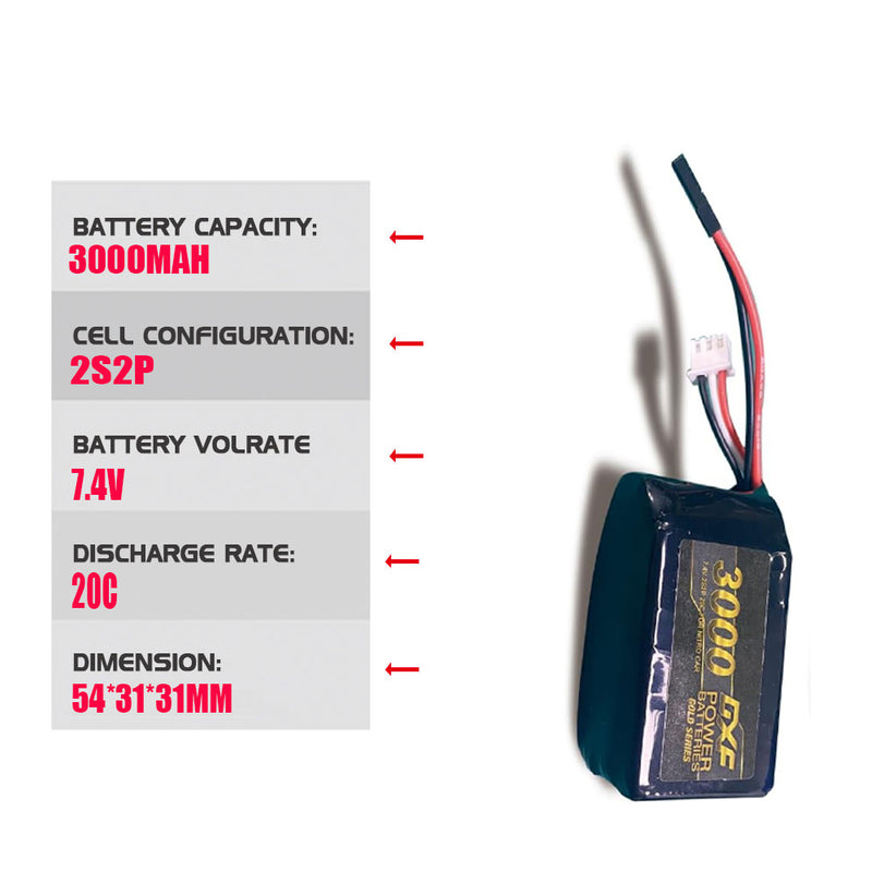 (ES)DXF 2S 3000mAh 7.4V 20C Batteria Lipo ad Alta Capacità Hardcase con nitrio lipo underSpina per 1:8 Scala RC Auto, Multi-Rotore RC Aeroplano, RC Elicottero, RC Barca