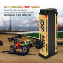 (IT)DXF 5mm 2S 8400mAh 7.6V 140C EFRAGOLDEN-NGP Batteria Lipo ad Alta Capacità Hardcase con XT90 Spina per 1:8 Scala RC Auto, Multi-Rotore RC Aeroplano, RC Elicottero, RC Barca