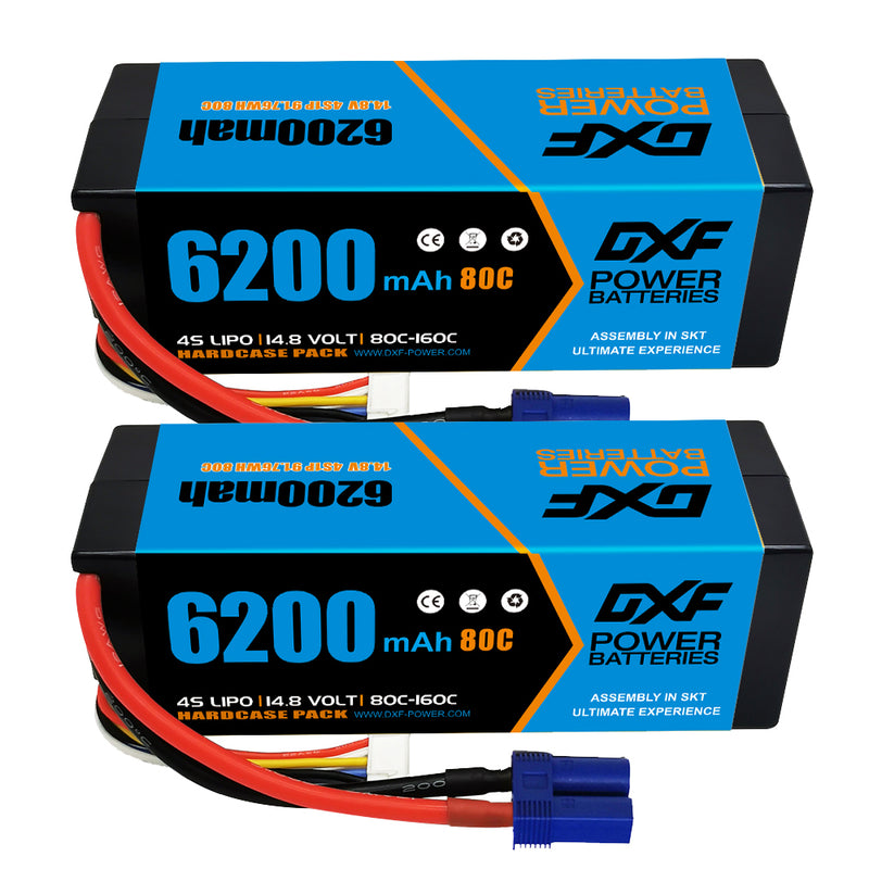 (ES)DXF Lipo Battery 4S 14.8V 6200MAH 80C  lipo Hardcase EC5 Plug for Rc 1/8 1/10 Buggy Truck Car Off-Road Drone