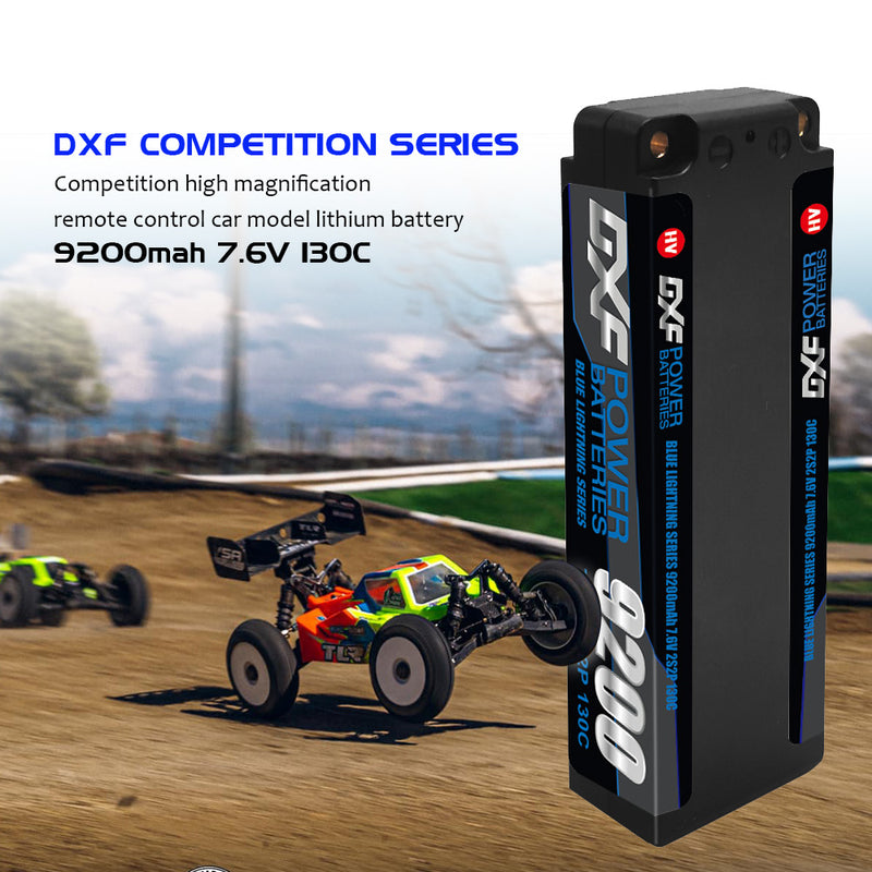 (IT) DXF 2S 7.6V Lipo Battery 130C 9200mAh with 5mm Bullet for RC 1/8 Vehicles Car Truck Tank Truggy Competition Racing Hobby
