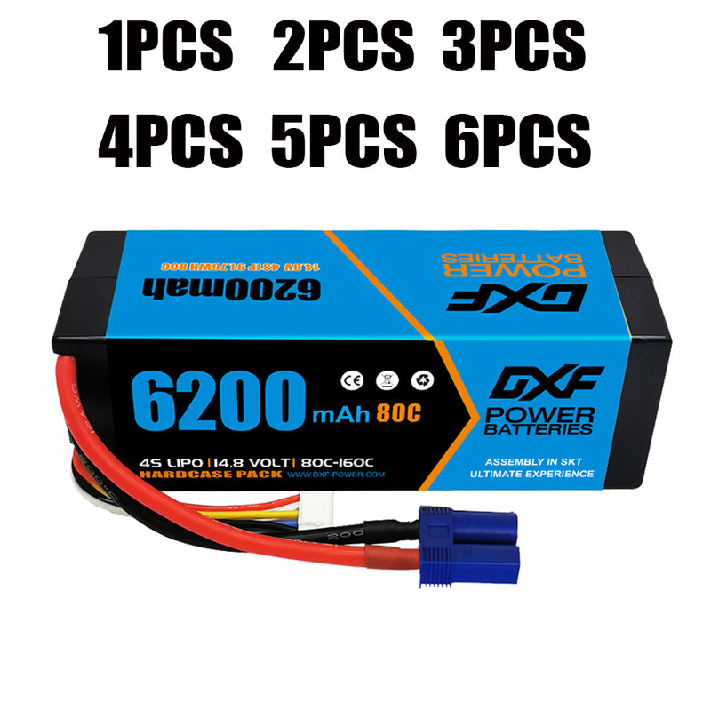 (PL)DXF Lipo Battery 4S 14.8V 6200MAH 80C  lipo Hardcase EC5 Plug for Rc 1/8 1/10 Buggy Truck Car Off-Road Drone