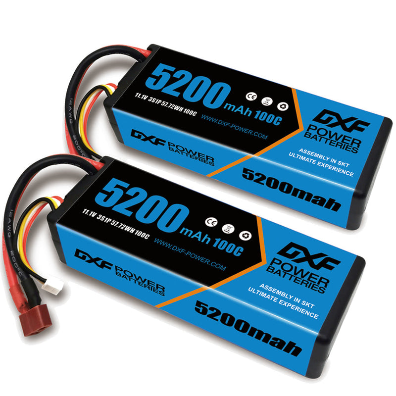 (CA)DXF Lipo Battery 3S 11.1V 5200MAH 100C Blue Series Graphene lipo Hardcase with Deans Plug for Rc 1/8 1/10 Buggy Truck Car Off-Road Drone