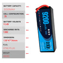 (EU)DXF Lipo Battery 3S 11.4V 9200MAH 130C Blue Series Graphene lipo Hardcase with XT90 Plug for Rc 1/8 1/10 Buggy Truck Car Off-Road Drone