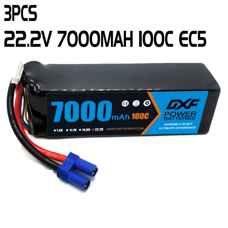 (FR)DXF 6S Lipo Battery 22.2V 100C 7000mAh Soft Case Battery with EC5 Connector for Car Truck Tank RC Buggy Truggy Racing Hobby