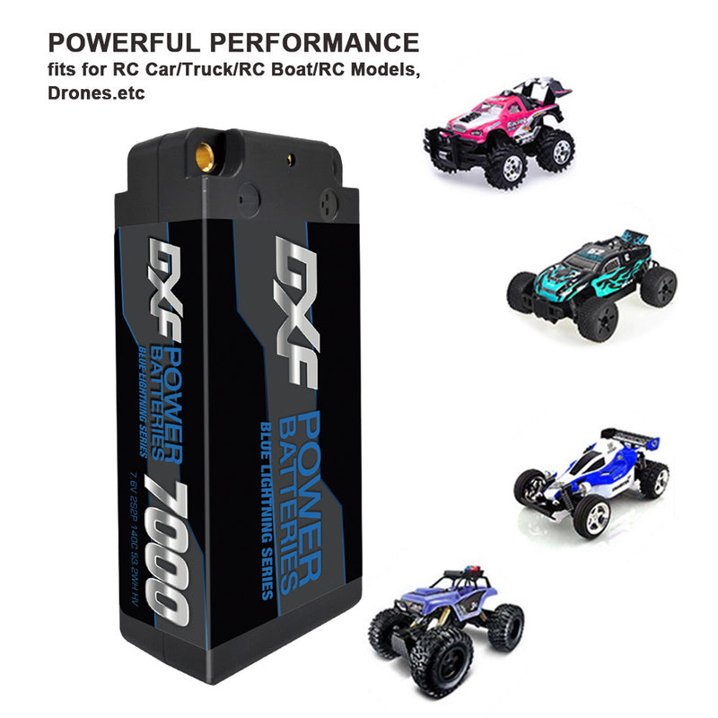 (FR)DXF 5mm 2S 7000mAh 7.6V 140C BLUE Series Batteria Lipo ad Alta Capacità Hardcase con Deans Spina per 1:8 Scala RC Auto, Multi-Rotore RC Aeroplano, RC Elicottero, RC Barca