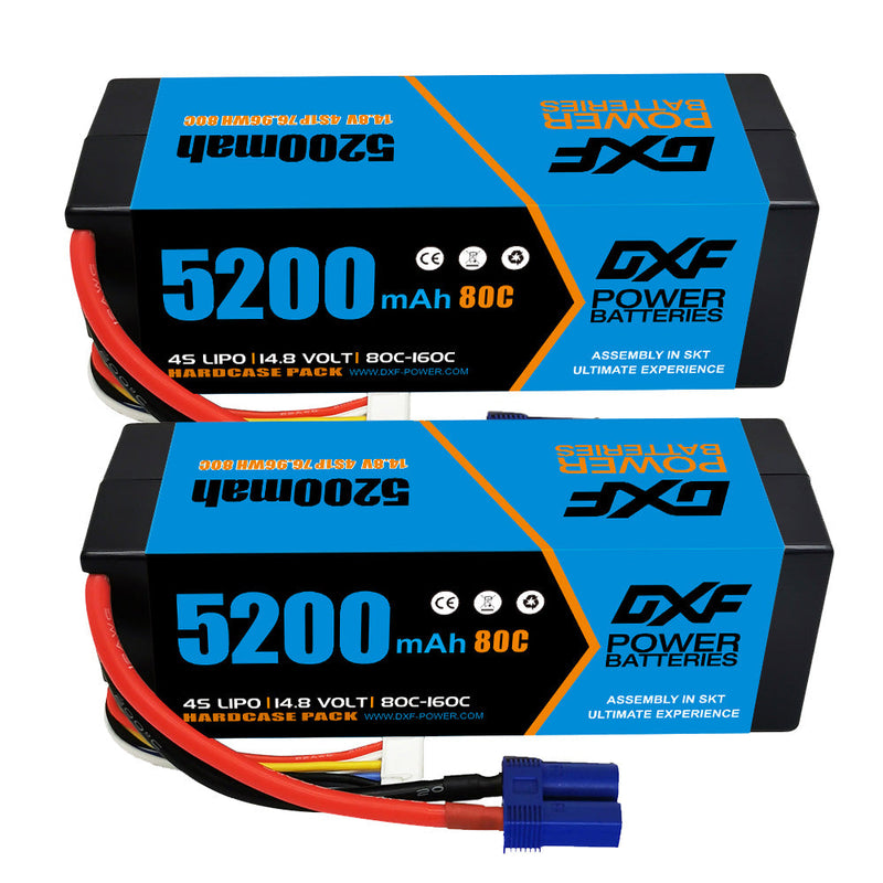 (CA)DXF Lipo Battery 4S 14.8V 5200MAH 80C  lipo Hardcase with  EC5 Plug for Rc 1/8 1/10 Buggy Truck Car Off-Road Drone