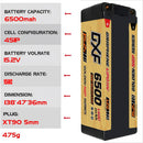 (ES)DXF Lipo Battery 4S 15.2V 6500MAH 150C GoldSeries  LCG 5MM Graphene lipo Hardcase  XT90 5MM NGP GOLDEN Plug for Rc 1/8 1/10 Buggy Truck Car Off-Road Drone