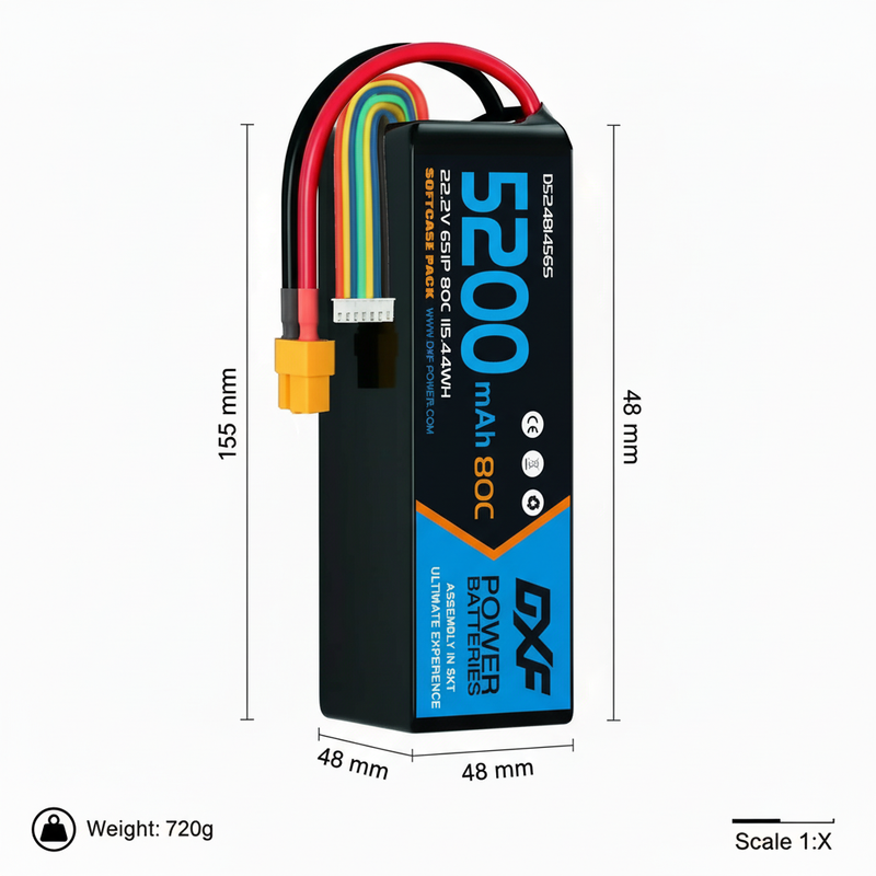 DXF 6S 5200mAh 80C - Dimension Specifications