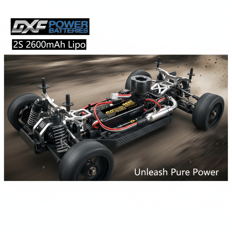 DXF POWER 2S 2600mAh Battery with 1:8 Nitro RC Car - Real Product
