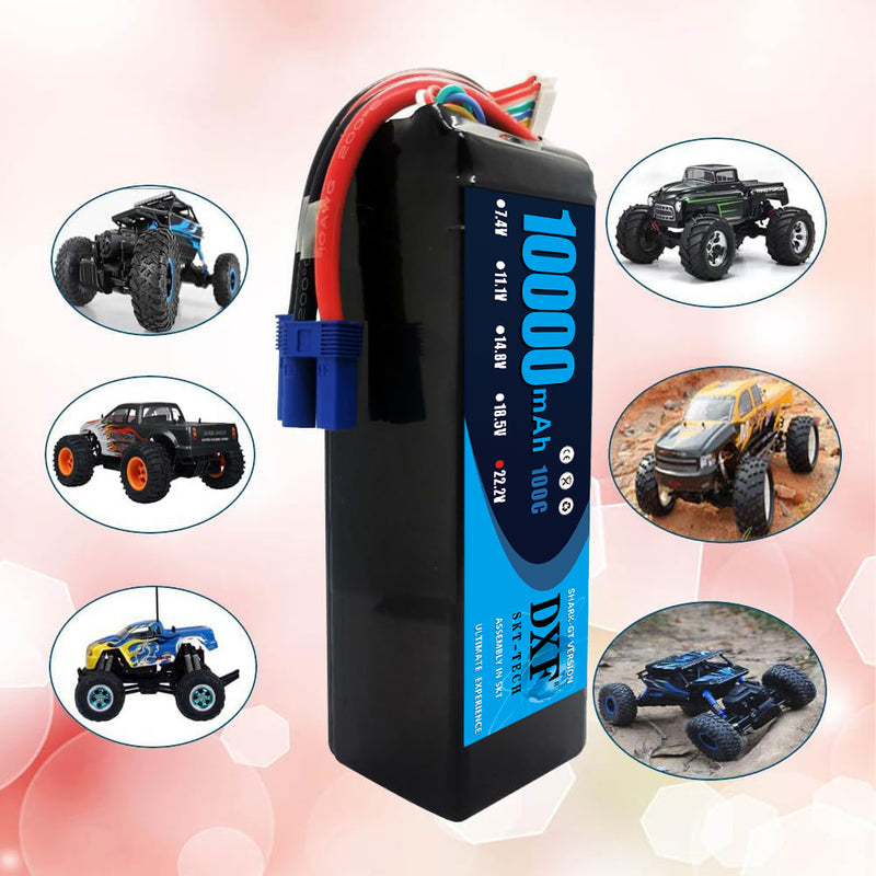 (EU)DXF 6S Lipo Battery 22.2V 100C10000mAh Soft Case Battery with EC5 Connector for Car Truck Tank RC Buggy Truggy Racing Hobby