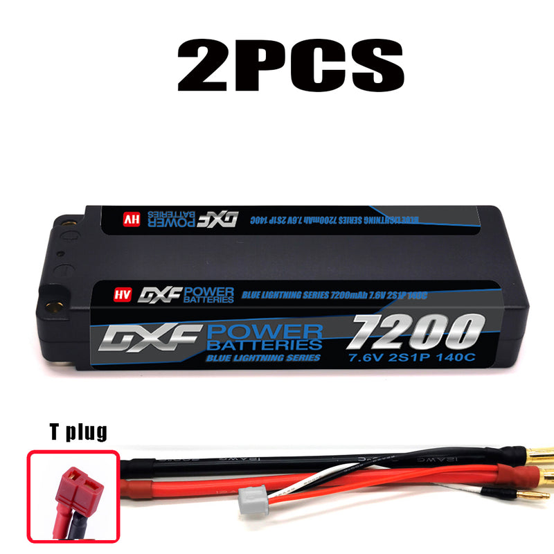 (CN) DXF 2S 7.6V Lipo Battery 140C 7200mAh LCG with 5mm Bullet for RC 1/8 Vehicles Car Truck Tank Truggy Competition Racing Hobby