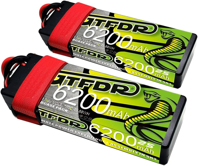 (JP)GTFDR Lipo Battery 2S 7.4V 6200MAH 100C  lipo Hardcase with  DEANS/T Plug for Rc 1/8 1/10 Buggy Truck Car Off-Road Drone