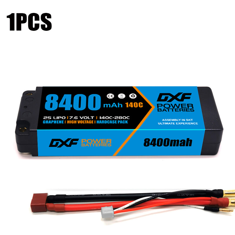 (IT) DXF 2S 7.6V Lipo Battery 140C 8400mAh with 5mm Bullet for RC 1/8 Vehicles Car Truck Tank Truggy Competition Racing Hobby