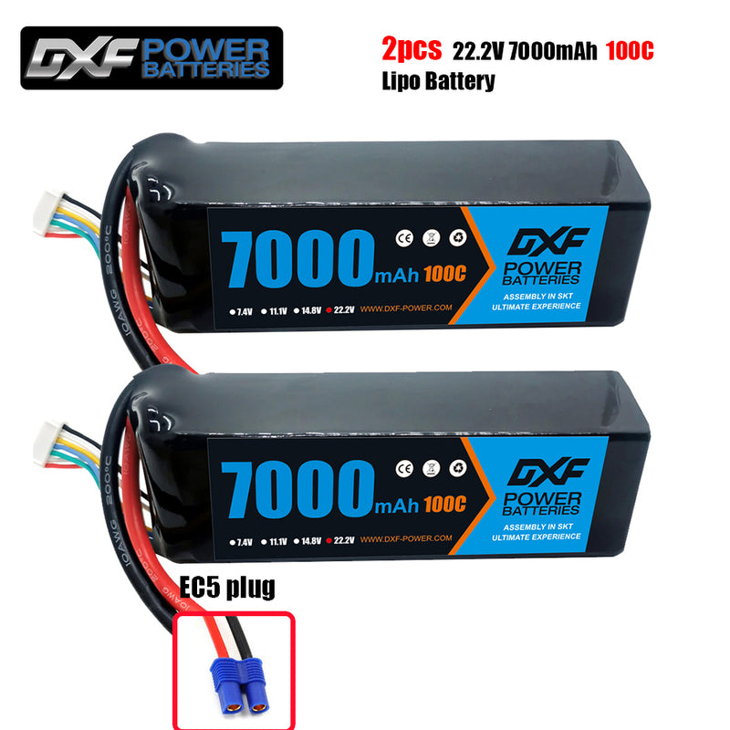 (IT)DXF 6S Lipo Battery 22.2V 100C 7000mAh Soft Case Battery with XT90 Connector for Car Truck Tank RC Buggy Truggy Racing Hobby