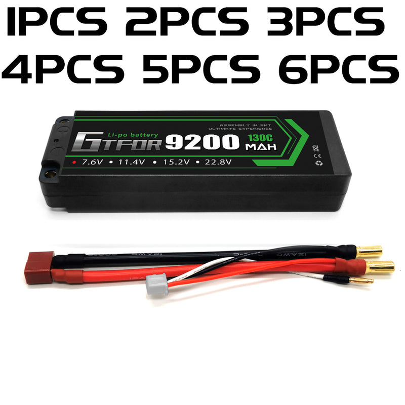 (GE) GTFDR 2S 7.6V Lipo Battery 130C 9200mAh with 5mm Bullet for RC 1/8 Vehicles Car Truck Tank Truggy Competition Racing Hobby