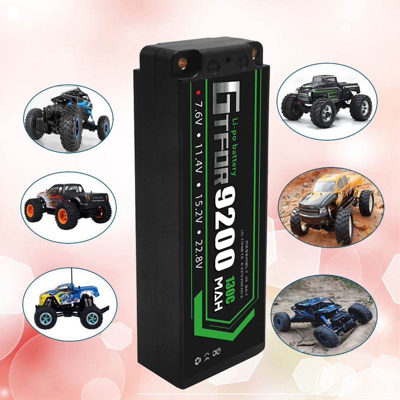 (ES) GTFDR 2S 7.6V Lipo Battery 130C 9200mAh with 5mm Bullet for RC 1/8 Vehicles Car Truck Tank Truggy Competition Racing Hobby