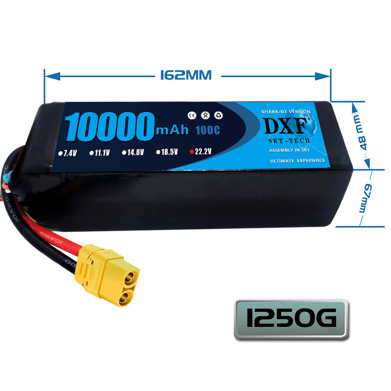 (PL)DXF 6S Lipo Battery 22.2V 100C10000mAh Soft Case Battery with XT90 Connector for Car Truck Tank RC Buggy Truggy Racing Hobby