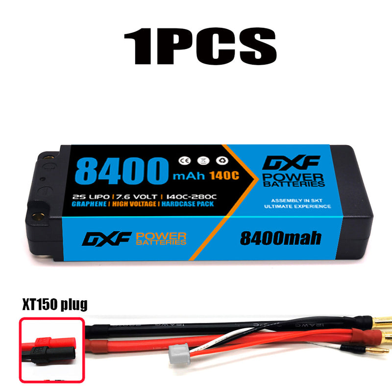(CN) DXF 2S 7.6V Lipo Battery 140C 8400mAh with 4mm Bullet for RC 1/8 Vehicles Car Truck Tank Truggy Competition Racing Hobby