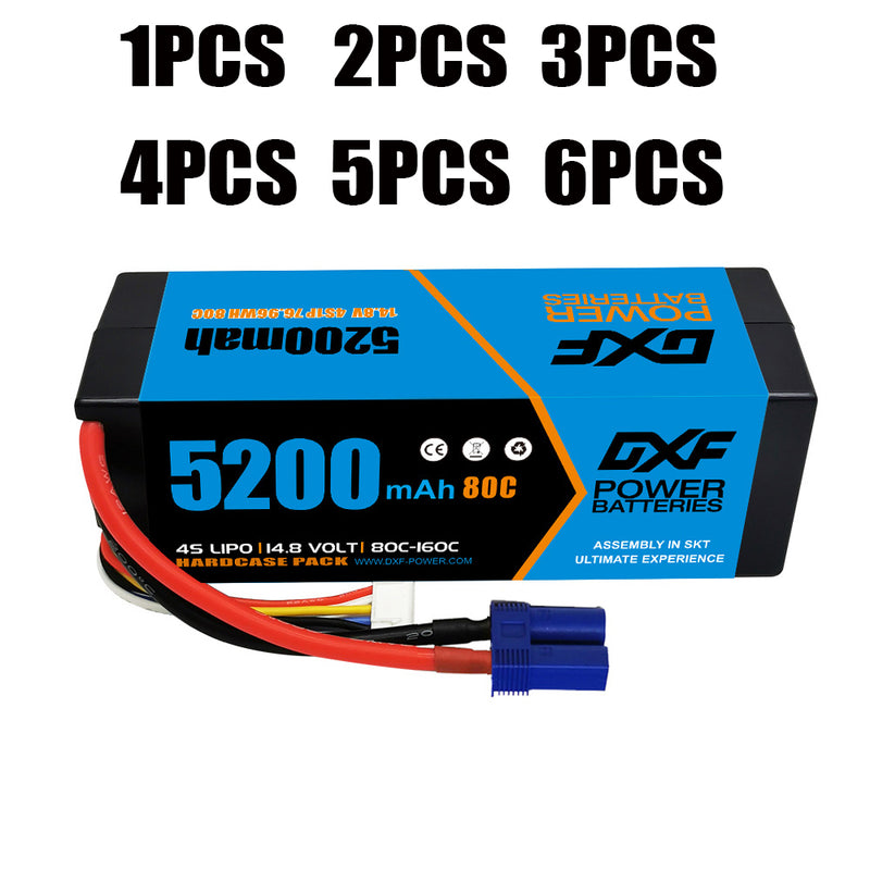 (PL)DXF Lipo Battery 4S 14.8V 5200MAH 80C  lipo Hardcase with  EC5 Plug for Rc 1/8 1/10 Buggy Truck Car Off-Road Drone