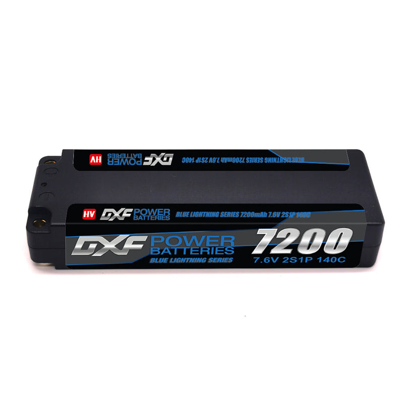 (GE) DXF 2S 7.6V Lipo Battery 140C 7200mAh LCG with 5mm Bullet for RC 1/8 Vehicles Car Truck Tank Truggy Competition Racing Hobby