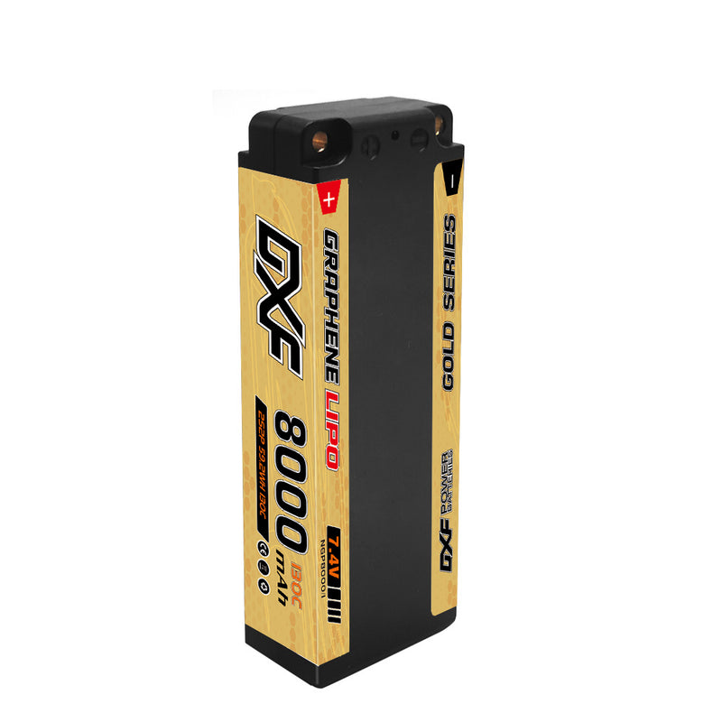 (PL)DXF Lipo Battery 2S 7.4V 8000mAh 130C/260C NGP GOLDEN Hardcase Battery Graphene 5MM Battery for Rc Truck Drone 1/10 1/8 Scale Traxxas Slash 4x4 RC Car Buggy truggy