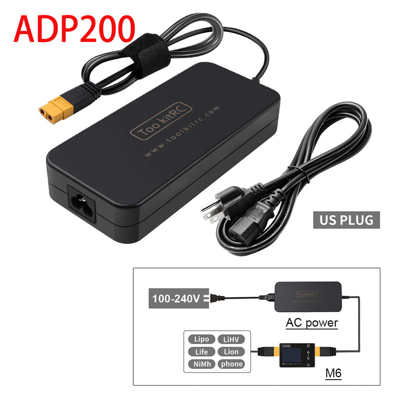 ToolKitRC ADP200 200W 9.3A Power Supply with XT60 Output Adapter for RC iSDT GTPower HotRC SkyRC Chargers