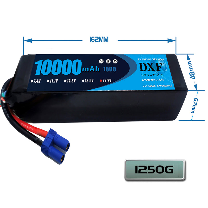 (PL)DXF 6S Lipo Battery 22.2V 100C10000mAh Soft Case Battery with EC5 Connector for Car Truck Tank RC Buggy Truggy Racing Hobby