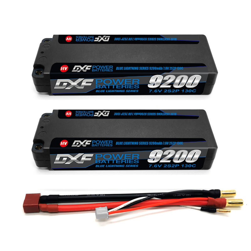 (EU) DXF 2S 7.6V Lipo Battery 130C 9200mAh with 5mm Bullet for RC 1/8 Vehicles Car Truck Tank Truggy Competition Racing Hobby