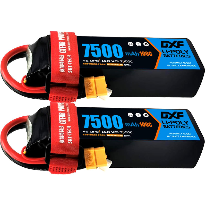(CA)DXF Lipo Battery 4S 14.8V 7500mAh 100C/200C SoftCase Lipo Battery for RC HPI HSP 1/8 1/10 Buggy RC Car Truck