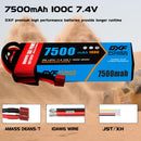 (CA)DXF Lipo Battery 2S 7.4V 7500MAH 100C  lipo Hardcase with  DEANS/T Plug for Rc 1/8 1/10 Buggy Truck Car Off-Road Drone