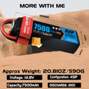(CA)DXF Lipo Battery 4S 14.8V 7500mAh 100C/200C SoftCase Lipo Battery for RC HPI HSP 1/8 1/10 Buggy RC Car Truck