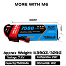 (CA)DXF Lipo Battery 2S 7.4V 7500MAH 100C  lipo Hardcase with  DEANS/T Plug for Rc 1/8 1/10 Buggy Truck Car Off-Road Drone