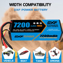(CA)DXF Lipo Battery 3S 11.1V 7200MAH 100C Blue Series lipo Hardcase with  XT90 Plug for Rc 1/8 1/10 Buggy Truck Car Off-Road Drone