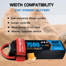 (CA)DXF Lipo Battery 4S 14.8V 7500mAh 100C/200C SoftCase Lipo Battery for RC HPI HSP 1/8 1/10 Buggy RC Car Truck