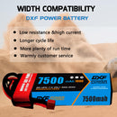(CA)DXF Lipo Battery 2S 7.4V 7500MAH 100C  lipo Hardcase with  DEANS/T Plug for Rc 1/8 1/10 Buggy Truck Car Off-Road Drone