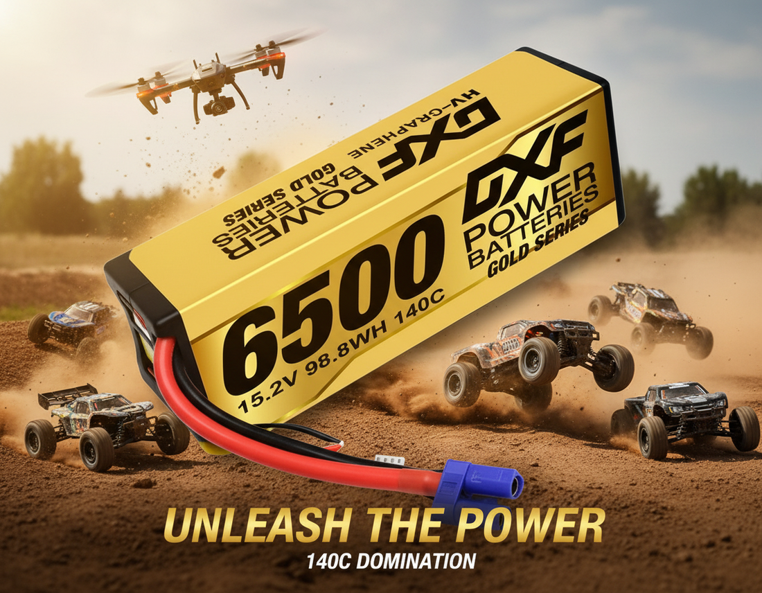 2 Batterie DXF Performa Racing Graphene HV Lipo 6500mAh 15.2V 150C – NGP GOLDEN 5mm