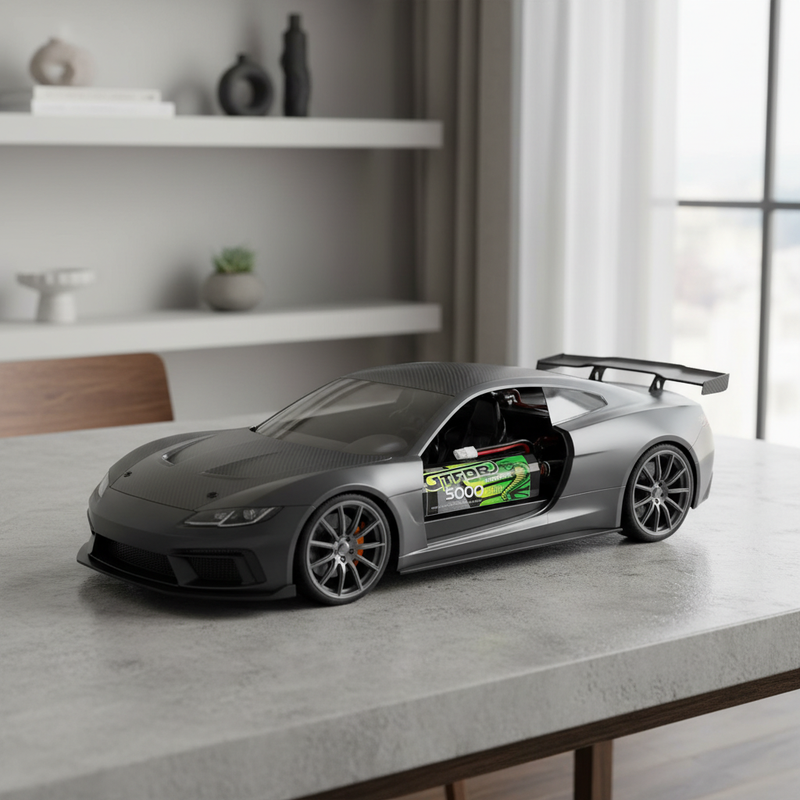 电池安装在RC车内