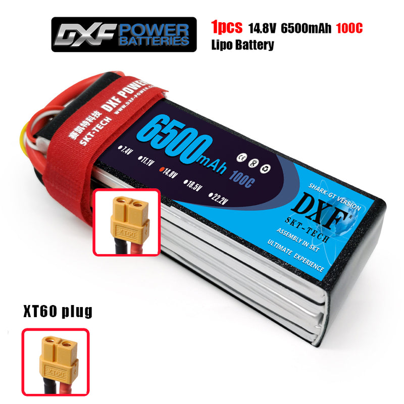 (CN)DXF 4S Lipo Battery 14.8V 100C6500mAh Soft Case Battery with EC5 XT90 Connector for Car Truck Tank RC Buggy Truggy Racing Hobby