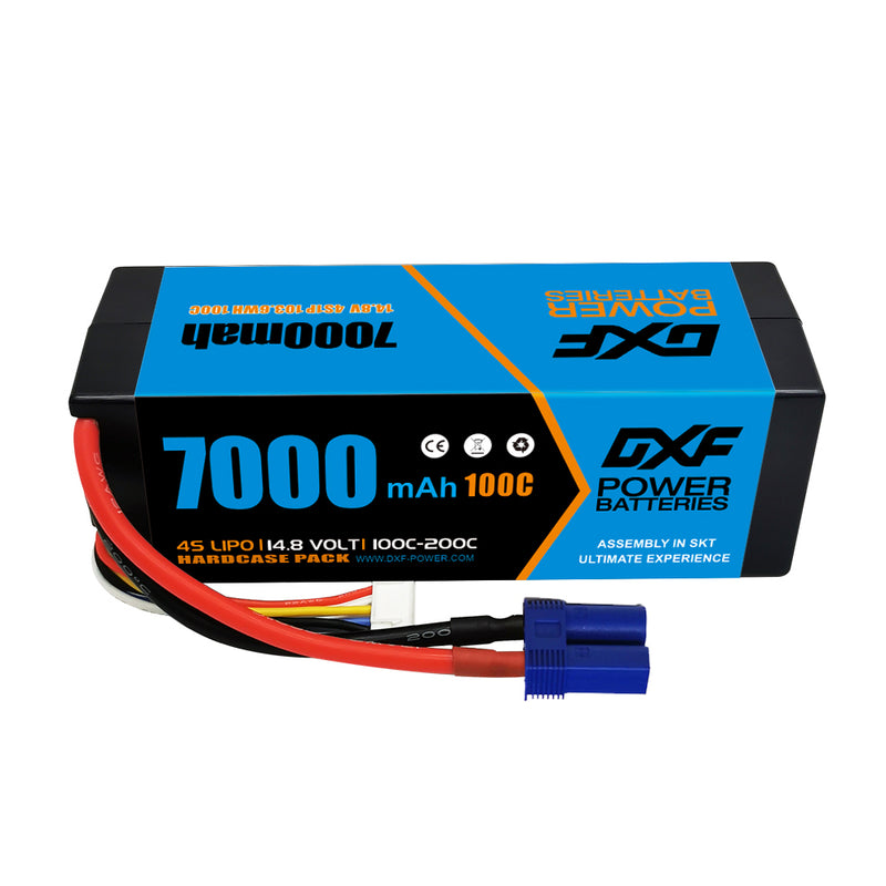 (GE)DXF Lipo Battery 4S 14.8V 7000mAh 100C/200C HardCase Lipo Battery for RC HPI HSP 1/8 1/10 Buggy RC Car Truck